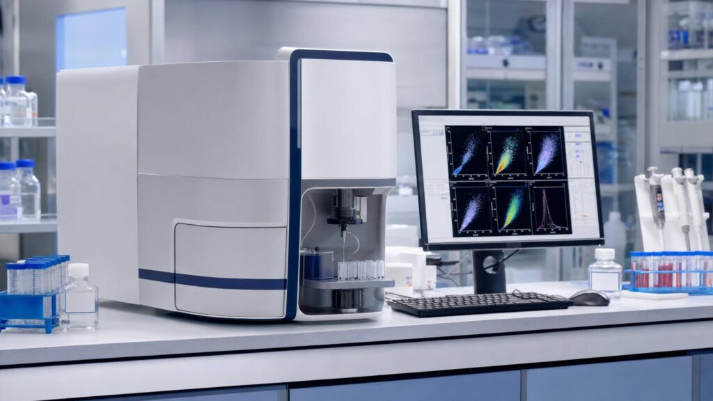 Flow cytometry analyzer in a modern research laboratory