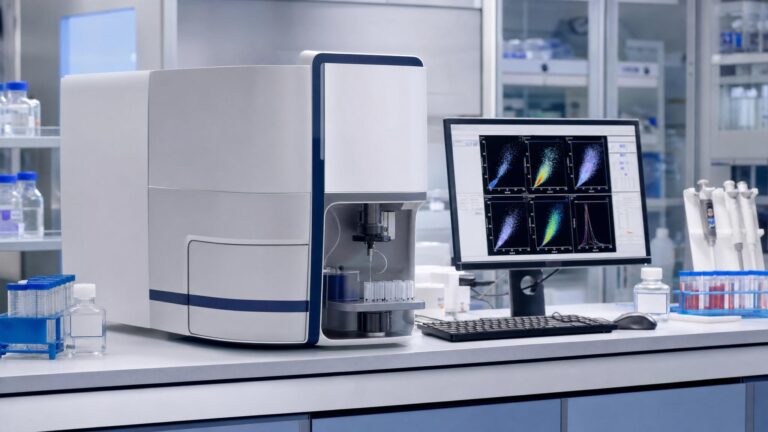 Flow cytometry analyzer in a modern research laboratory